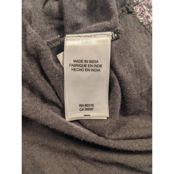 Lucky Brand Tee Top Navy Blue Small Embroidery Paisley Pattern Print Lightweight - Picture 5 of 9